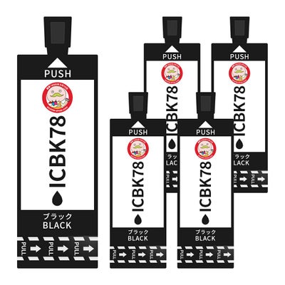 IC78 歯ブラシ EPSON(エプソン) 互換インクカートリッジ 染料 ブラック 5個 PX-M650F PX-M650A PX-M65C9 増量 IC78インク