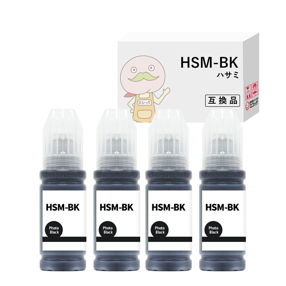 HSM ハサミ EPSON(エプソン) 互換インクボトル 染料 ブラック 4個 PX