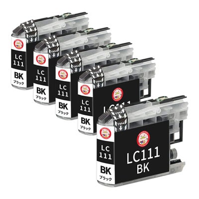 LC111BK BR社 互換インクカートリッジ 顔料 ブラック 5個 DCP-J952N DCP-J957N DCP-J552N DCP-J557N MFC-J720D インク カートリッジ インクカートリッジプリンタ
