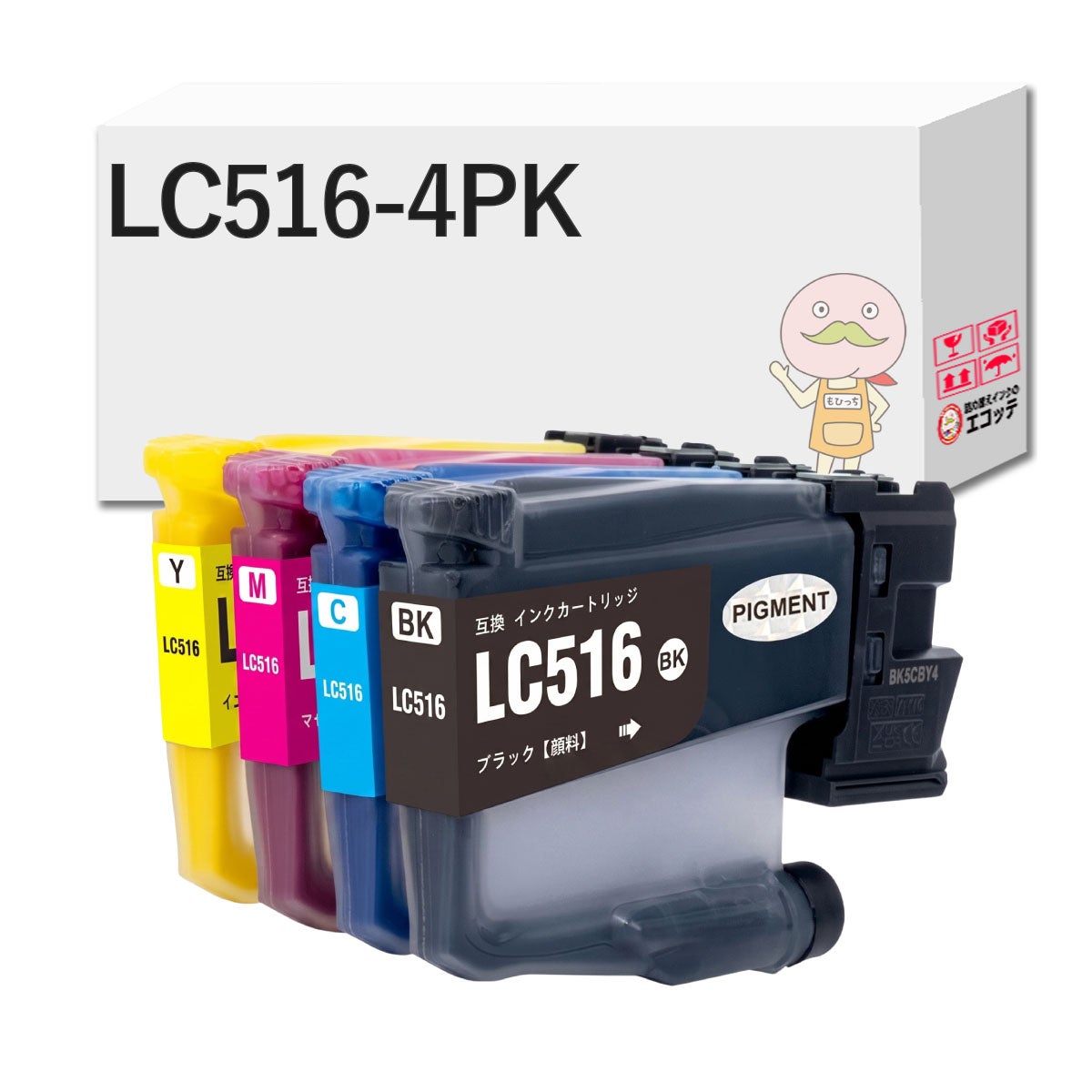 LC516 BR社 互換インクカートリッジ 4色セット ブラック(黒) シアン マゼンタ イエロー DCP-J4250N HL-J5113N MFC-J5115N MFC-J5010N MFC-J4950DN MFC-J4450N